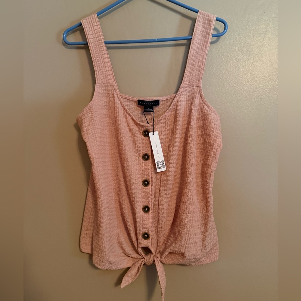 Sanctuary Pink Textured Tie-Front Tank Top